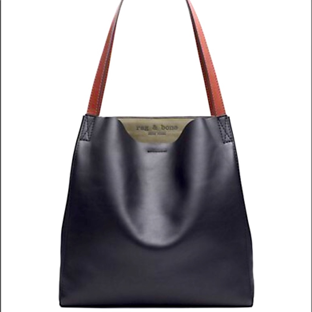 NWT Rag and Bone leather passenger tote in black and olive